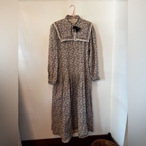 1970s Vintage Lanz Original Longsleeve Dress with Detachable Collar